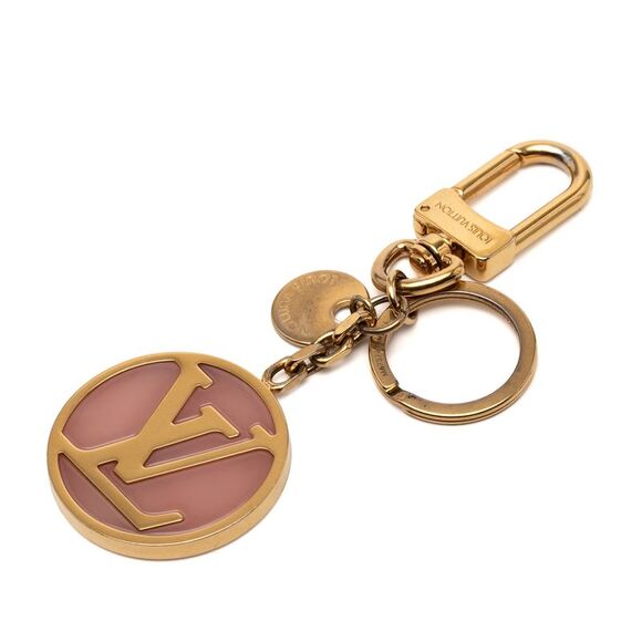 Louis Vuitton Gold Plated And Resin Lv Circle Key Holder And Bag Charm